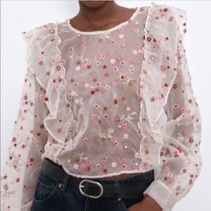 ❤️ ZARA floral organza top
